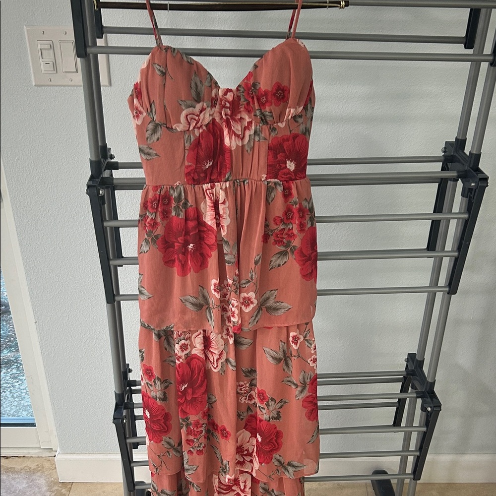 Crystal Doll Coral and Gray Dress